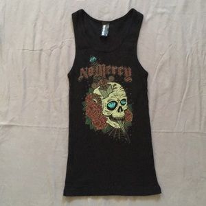 Sourpuss no mercy skull dagger tattoo ribbed tank